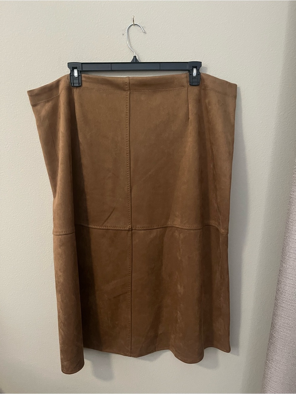 MAX STUDIO Faux Suede Midi A-Line Skirt in Camel Brown • Size 3X • NWT - Picture 4 of 8